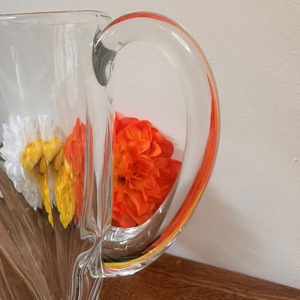 Macryl‎ Bohemia Crystal Pitcher 24% Lead Czech Glass Vintage Yellow Base Jug - Picture 6 of 6